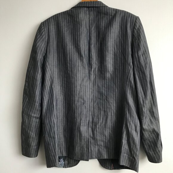 Ted Baker Linen Blazer Jackey Gray Stripe Mens 4 - Picture 6 of 11
